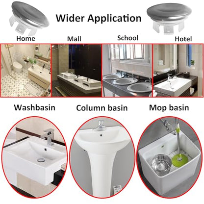 4 Pack Stainless Steels Sink Trim Overflow Covers,2-Layer Basin Sink Overflow Rings Round Hole Insert in Cap,Sink Over flow Cover Hole Insert Cap for Kitchen Bathroom - style: 2-layer Concave