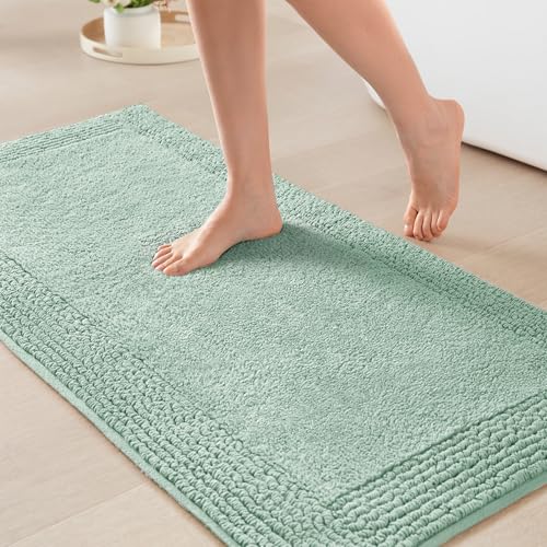 Madison Park Splendor Reversible 100% Cotton Bath Rug, 24 x 44, Green | Tufted Bathroom Mat, 3000 GSM, Hotel Quality, Luxurious Plush, Medium Pile, Absorbent, Quick Dry, OEKO-TEX, Shower Room Décor - color: Green, size: 2' x 3'8" (Rectangular)