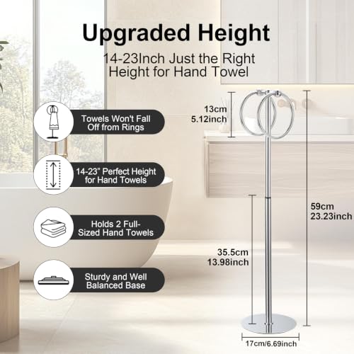 Adjustable Chrome Towel Rack,Freestanding Bathroom Towel Holder - color: Chrome