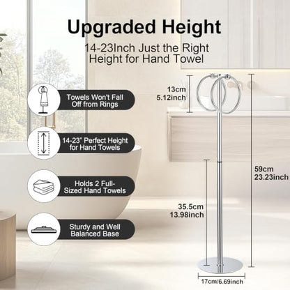 Adjustable Chrome Towel Rack,Freestanding Bathroom Towel Holder - color: Chrome