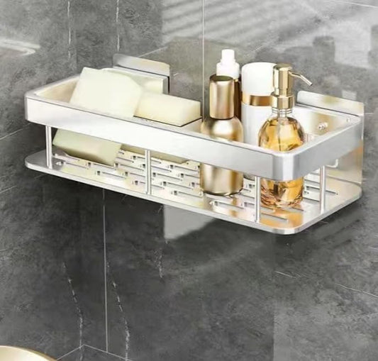 1pc Multipurpose Self - Adhesive Wall Mounted Shelf: Perfect for Bathroom and Kitchen Storage,Sliver - color: Silver