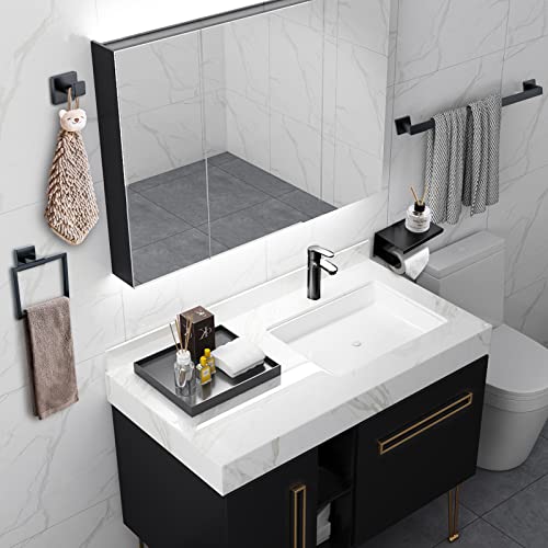 Bathroom Towel Bar Holder Sets Matte Black 4-Piece Bathroom Hardware Set Stainless Steel Bath Accessories Kit. Wall Mounted,23.6 Inch - color: Matte Black, size: 4-Pieces Set-B