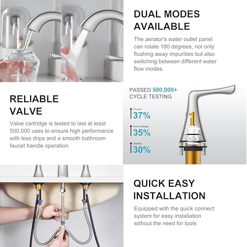 Bathroom Faucets for Sink 3 Hole, Brushed Nickel 2 Handle Widespread | Bathroom Vanity Faucet with Pop Up Drain & Supply Lines, Lead-Free cUPC & NSF Certified, 8 Inch Faucet for Vanity RV Sink - color: Brushed Nickel