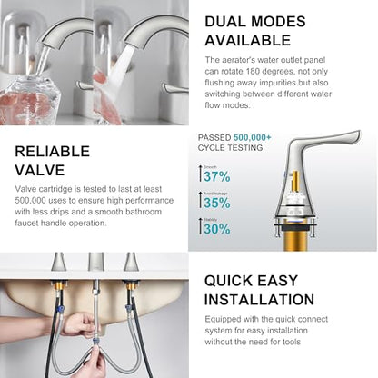 Bathroom Faucets for Sink 3 Hole, Brushed Nickel 2 Handle Widespread | Bathroom Vanity Faucet with Pop Up Drain & Supply Lines, Lead-Free cUPC & NSF Certified, 8 Inch Faucet for Vanity RV Sink - color: Brushed Nickel