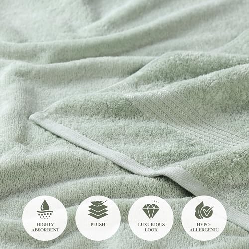 Superior Egyptian Cotton 6-Piece Towel Set, Bathroom Essentials, Towels For Bathroom, Apartment, Airbnb, Guest Bath, Face, Hand, Bath Towels, Washcloths, Absorbent, Fast Drying, Sage