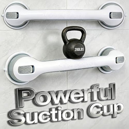 Shower Grab Bars for Seniors Bathroom Suction Cup 11.68 Inch Easy to Install Shower Handles for Removable Handrails for Seniors Elderly Heavy Duty Safety Grip Waterproof Drill Free Waterproof