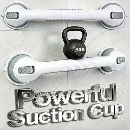 Shower Grab Bars for Seniors Bathroom Suction Cup 11.68 Inch Easy to Install Shower Handles for Removable Handrails for Seniors Elderly Heavy Duty Safety Grip Waterproof Drill Free Waterproof