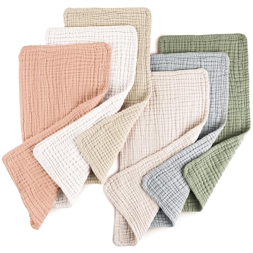 Konssy 6-Pack Thick Muslin Baby Burp Cloths, 6-Layer Ultra Soft Cotton | 100% Cotton, Burp Rags for Baby Drool & Messes, Wash Durable, Absorbent & Durable, Burping Cloths for Boys & Girls (Green) - color: Green