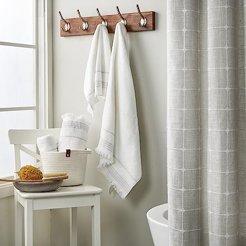 SKL Home Casual Fringe Fingertip Towel Set, 11" x 18", White, 2 Pack