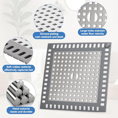 Shower Drain Hair Catcher,4.72",Hair Catcher for Bathroom Drain,Sink,Tub | Shower Drain Cover Protector,Easy Installation Clean,Prevents Clogged For Bath/Laundry room/Kitchen/Floor Drain,Sink,Bathtub - size: Square 4.72 inch