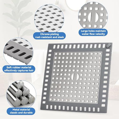 Shower Drain Hair Catcher,4.72",Hair Catcher for Bathroom Drain,Sink,Tub | Shower Drain Cover Protector,Easy Installation Clean,Prevents Clogged For Bath/Laundry room/Kitchen/Floor Drain,Sink,Bathtub - size: Square 4.72 inch