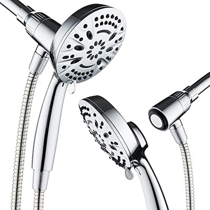 AquaDance New Magnetic Docking 8-setting High Pressure Handheld Shower Head | Space-age Magnetic Guidance Bracket System, Giant 5-inch Face, Extra-long 72-inch Stainless Steel Hose - All Chrome Finish - color: All Chrome