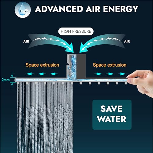 Midanya Square Rain Shower Head,High Pressure,Matte Black 16 Inch | 360°Swivel,Ceiling or Wall Mount,Waterfall Full Body Coverage,Bathroom Remodel,Stainless Steel Large Rainfall Shower Head - color: Black, size: 16 Inch