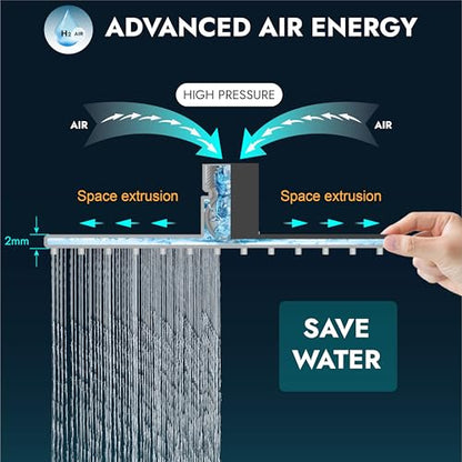 Midanya Square Rain Shower Head,High Pressure,Matte Black 16 Inch | 360°Swivel,Ceiling or Wall Mount,Waterfall Full Body Coverage,Bathroom Remodel,Stainless Steel Large Rainfall Shower Head - color: Black, size: 16 Inch
