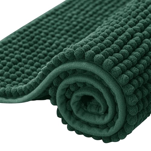 SUBRTEX Bathroom Rugs Chenille Bath Rug Soft Short Plush Bath Mat Soft Shower Mat Water Absorbent Shower Mat Quick Dry Machine Washable(Celadon,18" x 24") - color: Celadon, size: 18" x 24" (Rectangular)