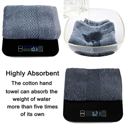 Cleanbear 100% Cotton Hand Towels 2-Pack, Highly Absorbent, 13” x 28” | Soft and Quick-Drying Hand Towels for Bathroom, Kitchen, Gym (Blue-Grey) - color: Blue-grey