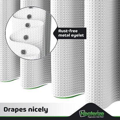 NEATERIZE Shower Curtain White - Hotel Style Shower Curtains for Bathroom with Waffle Design, 72x72 Inches - White Fabric Shower Curtain - Cortinas de Baño Elegantes - size: 72"W x 72"L (Pack of 1)