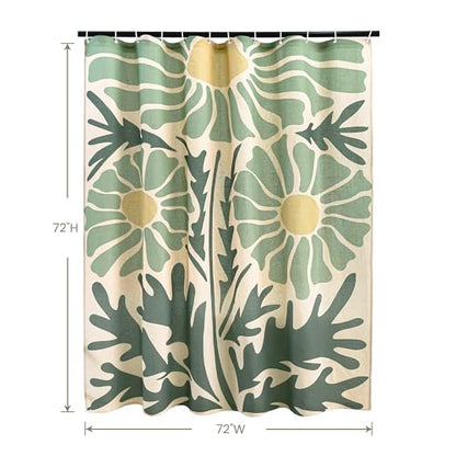 Retro Daisy Linen Boho Shower Curtain Set with Liner,72" Wx72 L | Double Layer Shower Curtain Waterproof Fabric with Zippered Removable PEVA Liner,Boho Shower Curtain for Bathroom,Free Hooks - color: Daisy