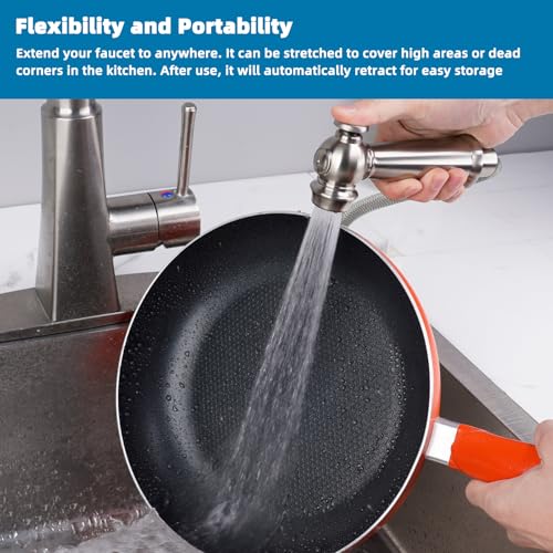 Universal Kitchen Sink Sprayer with Hose/Holder/Adapters, Brushed Nickel | Sink Faucet Sprayer Attachment Compatible with Moen/Delta, Side Sprayer Head with Quick Connector, NSF/ANSI/CAN 372 Certified - color: Brushed Nickel Finished, style: One-Thumb Pre