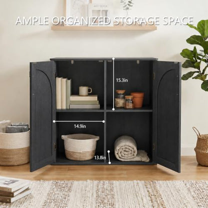 Sideboard Buffet Cabinet with Storage, 31.5" Modern Arched Accent Console Cabinet Credenza for Dining Room Entryway Living Room Furniture, Black - color: Black