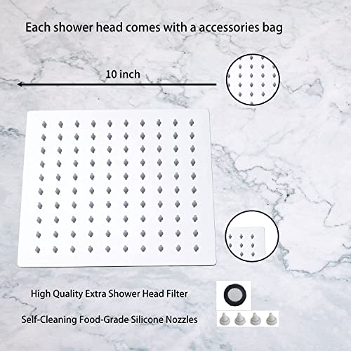 Rain Shower Head Polished Chrome with Extension Arm 10 Inch Square Shower Head with 16 Inch Shower Arm Large Stainless Steel Rainfall Showerhead Waterfall Full Body Coverage - color: Chrome, size: 10inch