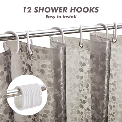 Bostofy Waterproof Shower Curtain Liner EVA 8G - Rust-Proof Hooks, Heavy-Duty Magnets - Enhance Your Bathroom with Durability and Elegance - color: Black Stone, size: 72"W x 72"L (Pack of 1)