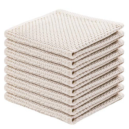 joybest Cotton Kitchen Dish Cloths, 8-Pack Waffle Weave Ultra Soft Absorbent Dish Towels Washcloths Quick Drying Dish Rags, 12x12 Inches, Beige - color: Beige, size: 12 in x 12 in