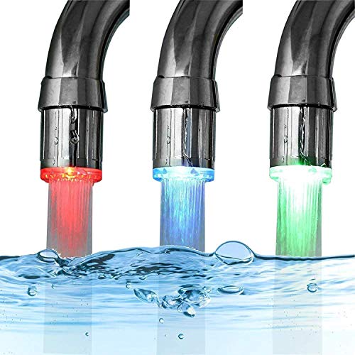 ZYTC 3-Color Led Faucet Lights Temperature Sensitive Three Color Changing Faucet Tap LED Faucet Light Water Faucet LED Aerator for Kitchen Bathroom Bath Basin Sink (2PC) - color: 2PC