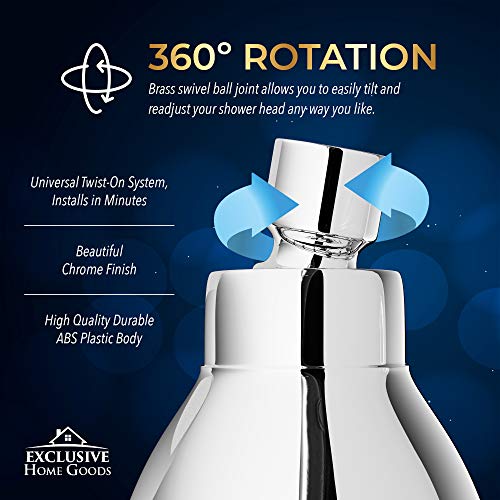 High Pressure Shower Head - Powerful Deluxe Bathroom Showerhead with Strong Spray Stream and Small Silicone Nozzles - Universal Fit Works with High and Low Water Flow Showers (Chrome)-1.8 GPM - color: Chrome, size: 1.8 GPM