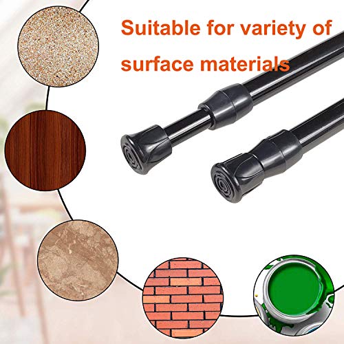 6 Pack Small Tension Rods 15.7 in to 28 Curtain Rods Window Rods in Extendable Width Spring Cupboard Bars for Kitchen Utensils, Closet, and Cabinet, Fit in The Spaces to Stay Up - color: Black, size: 15.7" to 28"-6PCS