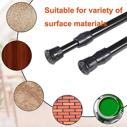 6 Pack Small Tension Rods 15.7 in to 28 Curtain Rods Window Rods in Extendable Width Spring Cupboard Bars for Kitchen Utensils, Closet, and Cabinet, Fit in The Spaces to Stay Up - color: Black, size: 15.7" to 28"-6PCS