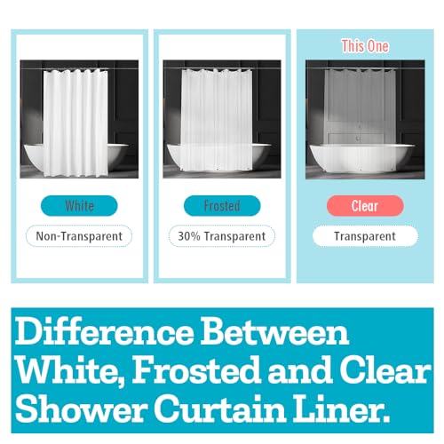 Ga-Geetopia Clear PEVA Plastic Shower Curtain Liner Premium Light Weight 72" x 72" Transparent Bathroom Shower Showroom Curtain Liner with Rustproof Metal Gromments and Weighted Magnet - color: Clear, size: 72"W x 72"L (Pack of 1)