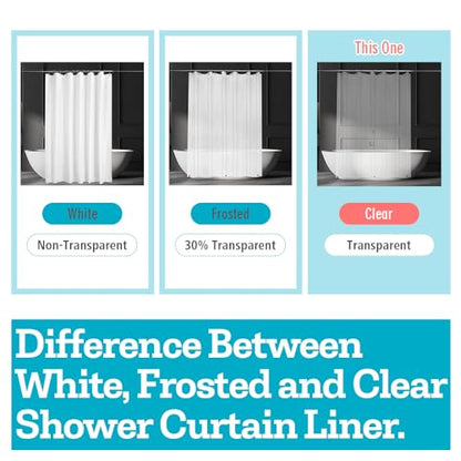 Ga-Geetopia Clear PEVA Plastic Shower Curtain Liner Premium Light Weight 72" x 72" Transparent Bathroom Shower Showroom Curtain Liner with Rustproof Metal Gromments and Weighted Magnet - color: Clear, size: 72"W x 72"L (Pack of 1)