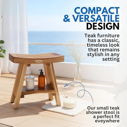 EcoDecors Serenity 18" Teak Shower Bench Bundle with Teak Oil & Cleaner - size: 18" shelf + oil + cleaner
