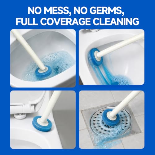 Disposable Toilet Brush with Holder, Wall Mounted Toilet Wand Cleaning System with 30 Refills, Auto-Lid Touch-Free Toilet Bowl Brush Kit for Bathroom Cleaning