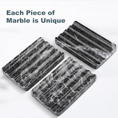 Karibiber Marble Soap Dish, Bar Soap Holder Shower, Black Soaps Bathroom Saver with Water Ripple Design, Easy Cleaning Natural Stone Sponge Holder for Kitchen Sink, Executive Jewelry Ring Tray - color: Grigio Carnico