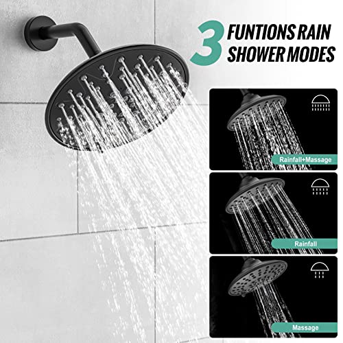 SR SUN RISE Shower Faucet - 8 Inch Multifunctional High Pressure Shower Head System with Handheld Shower Head Fixtures - Valve Included - Matte Black - color: Matte Black, size: 8 Inch