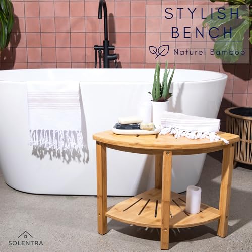 Shower Bench – Waterproof Wooden Spa Seat with Storage Shelf for Bathroom, Sauna & Entryway – Eco-Friendly Bath Stool Available in 3 Sizes - size: Corner