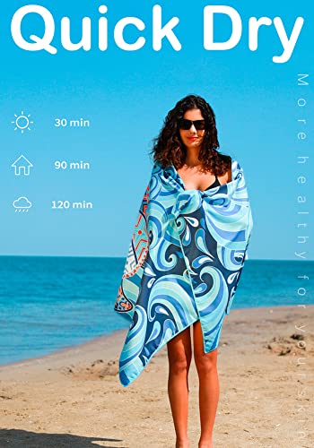 Widdonen Microfiber Beach Towel,Compact 2 Pack-71x32 Inch with Bag Travel | Extra Large,Lightweight,Thin,Sand Free,Quick Dry,Absorbent.Packable for Camping,Swim,Pool,Bath,Picnic,Cruise Essentials Gift - color: 2 Pack Turtle Turtle Mo