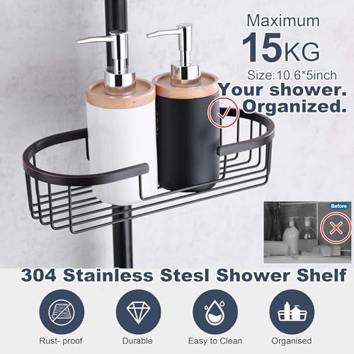 SonTiy Retrofit Rain Shower System Wall Mount, Oil Rubbed Bronze 12 Inch Rain Shower Head with Handheld Jet Spray with Slide Bar, Shower Caddy & Solid Brass Rail for Tall People - color: Oil Rubbed Bronze, style: 1.8 Gallons Per Minute-Square