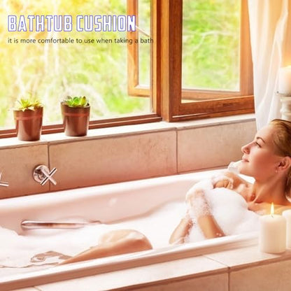 Cabilock Non-Slip Pu Bath Pillow with Strong Suction Cups, Universal Tub Head and Neck Support Cushion for Bathtub Relaxation and Spa Comfort