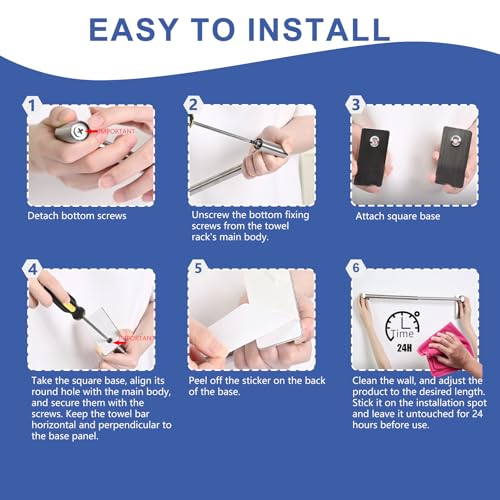Adhesive Adjustable Towel Bar, HOMOTEK Economical Self Stick Towel Holders, Towel Rod Size from 12 Inch to 22 Inch Single Towel Racks, Towel Hanger Hook for Kitchen(1 Pack Matte Black) - color: Economical-self-adhesive-matte Black, size: 1 Pack
