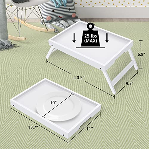 Artmeer FSC 100% Bamboo Bed Trays, Medium, 2-Pack, White | Two FSC 100% bamboo bed trays with folding legs and handles for meals, reading, laptops and serving in bed. - color: White, size: Medium (Pack of 2)