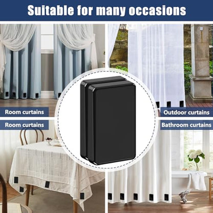 Phoncoo 18 Pcs Outdoor Curtain Weights, Plastic Wrapped Magnetic Drapery Weights, Waterproof Heavy Duty Curtain Magnets for Heavy Wind Outside, Shower Curtain, Tablecloth, Flag (Black) - color: Black-18pcs