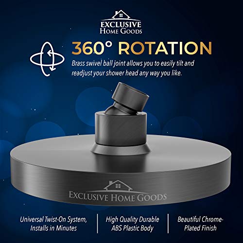 Luxury Rainfall Shower Head - High-Pressure showerhead Jets, rain shower head Ant-Clog Silicone Nozzles (1.8 GPM, Matte Black) - color: Matte Black, size: California 1.8 GPM, 6 Inch Diameter