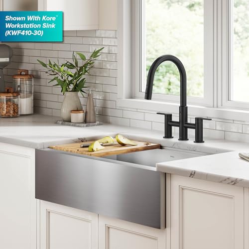 KRAUS Oletto Touchless Sensor Bridge Kitchen Faucet with Pull-Down Sprayhead in Matte Black, KSF-3122MB - color: Matte Black, style: Bridge Touchless Faucet