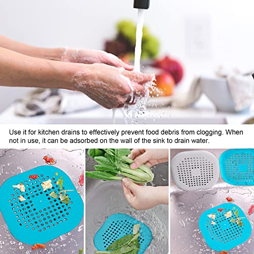 4 Pcs Shower Drain Hair Catcher Bathtub Stopper Home Drain Protectors Drain Cover with Sucker Water Trap Sink Cover for Bathroom Bathtub and Kitchen (Blue) - color: 4 Pcs Blue
