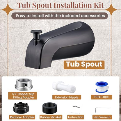 Dreyoo Tub Spout, Tub Faucet for Bathtub (Oil Rubbed Bronze,Simple) | Bathroom Bathtub Faucet with Adapters, Hex Wrench, Universal Faucet for Bathtub Fits 1/2" Copper Pipe, 1/2" IPS and 3/10" IPS - color: Oil Rubbed Bronze, style: Simple