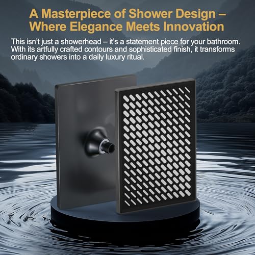 Cobbe Rainfall Shower Head for Bathroom, 11.8 Inch Large Rectangular with Adjustable Stainless Steel 11 Inch Extension Arm - Premium Quality Luxury Experience, 1-Min No Tools Installation, Black - color: Black