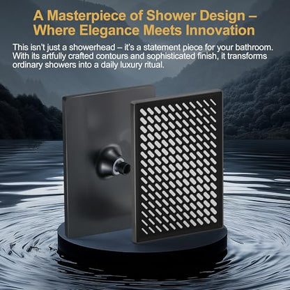 Cobbe Rainfall Shower Head for Bathroom, 11.8 Inch Large Rectangular with Adjustable Stainless Steel 11 Inch Extension Arm - Premium Quality Luxury Experience, 1-Min No Tools Installation, Black - color: Black